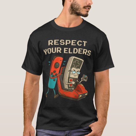 Respect Your Elders Retro Gaming Funny Gamer Contr T-shirt (Voorkant)