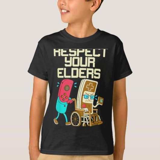 Respect Your Elders Retro Gaming Funny Gamer Contr T-shirt (Voorkant)