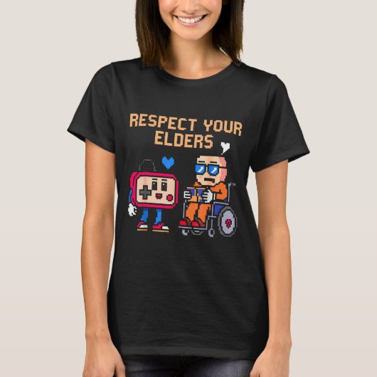 Respect Your Elders Retro Gaming Funny Gamer Contr T-shirt (Voorkant)