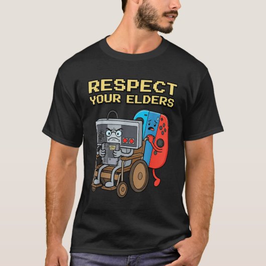 Respect Your Elders Retro Gaming Funny Gamer Contr T-shirt (Voorkant)