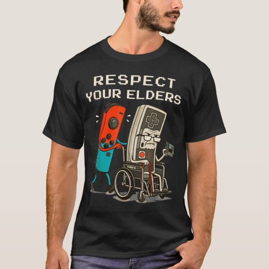 Respect Your Elders Retro Gaming Funny Gamer Contr T-shirt (Voorkant)