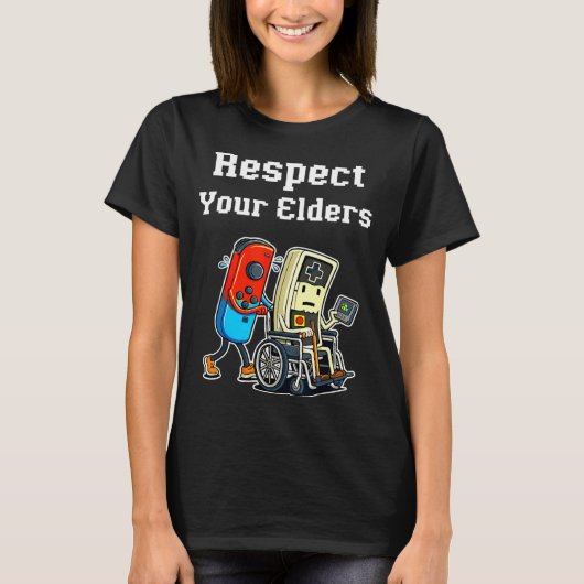 Respect Your Elders Retro Gaming Funny Gamer Contr T-shirt (Voorkant)