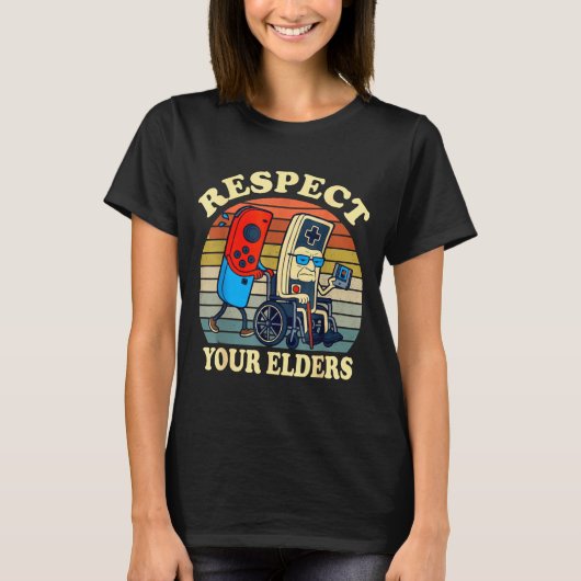 Respect Your Elders Retro Gaming Funny Gamer Contr T-shirt (Voorkant)