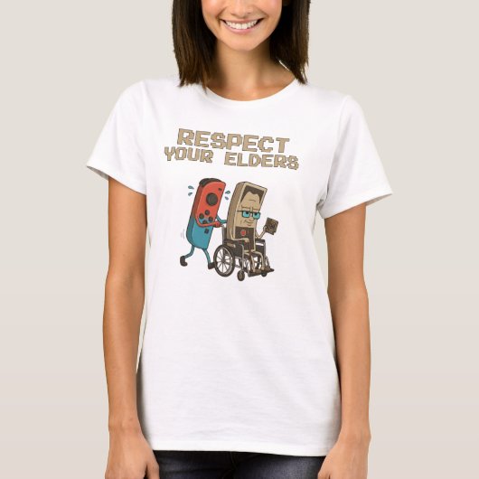 Respect Your Elders Retro Gaming Funny Gamer Contr T-shirt (Voorkant)