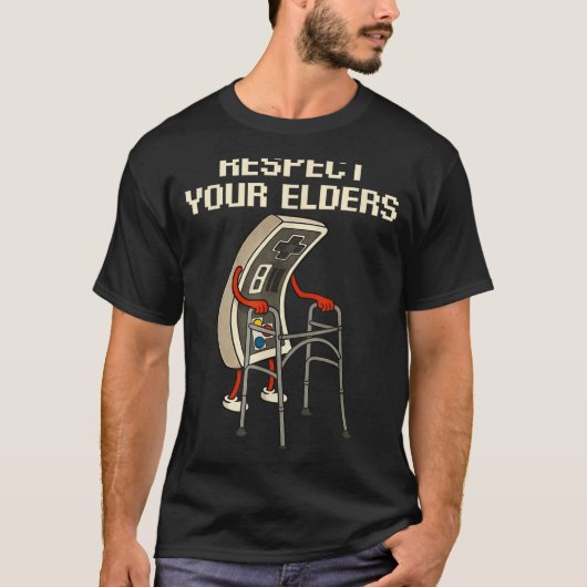 Respect Your Elders Retro Gaming Funny Gamer Contr T-shirt (Voorkant)