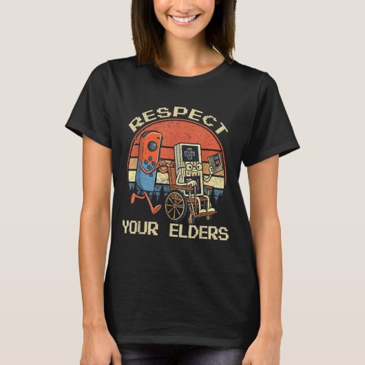 Respect Your Elders Retro Gaming Funny Gamer Contr T-shirt (Voorkant)