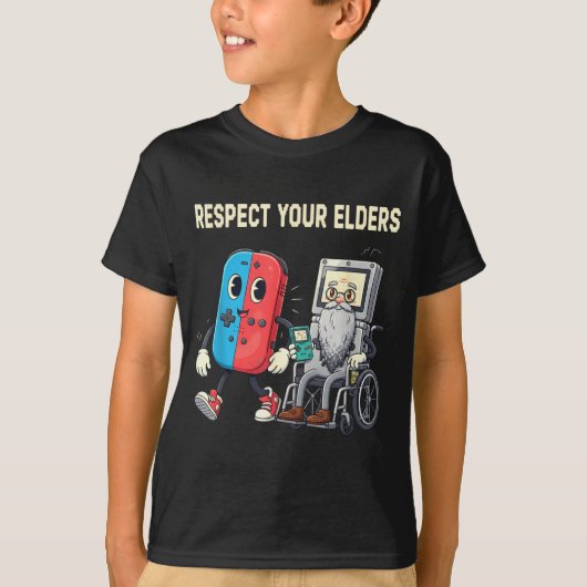 Respect Your Elders Retro Gaming Funny Gamer Contr T-shirt (Voorkant)