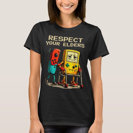 Respect Your Elders Retro Gaming Funny Gamer Contr T-shirt (Voorkant)
