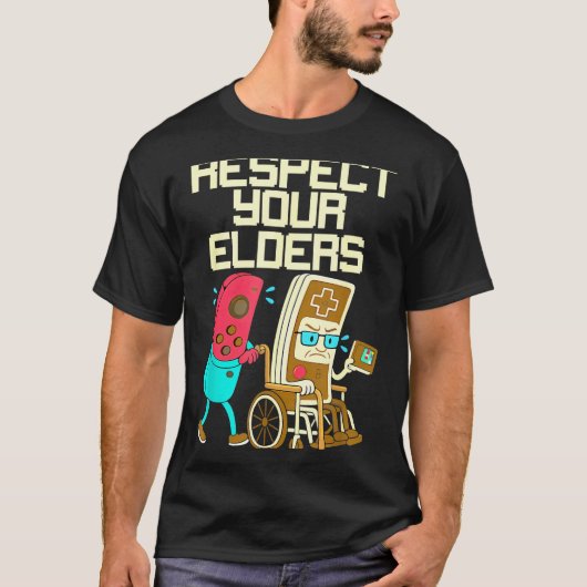 Respect Your Elders Retro Gaming Funny Gamer Contr T-shirt (Voorkant)