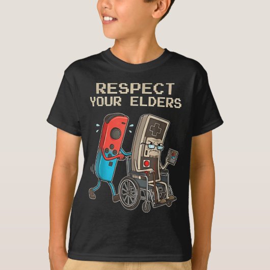Respect Your Elders Retro Gaming Funny Gamer Contr T-shirt (Voorkant)