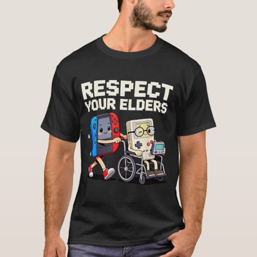 Respect Your Elders Retro Gaming Funny Gamer Contr T-shirt (Voorkant)