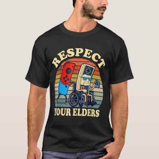 Respect Your Elders Retro Gaming Funny Gamer Contr T-shirt (Voorkant)