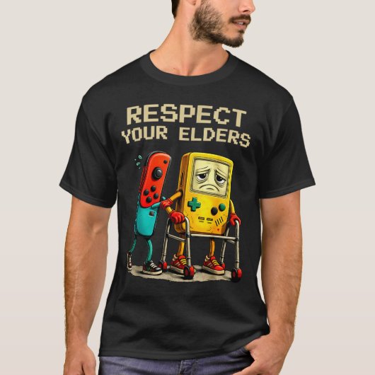 Respect Your Elders Retro Gaming Funny Gamer Contr T-shirt (Voorkant)