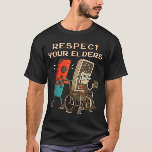 Respect Your Elders Retro Gaming Funny Gamer Contr T-shirt (Voorkant)
