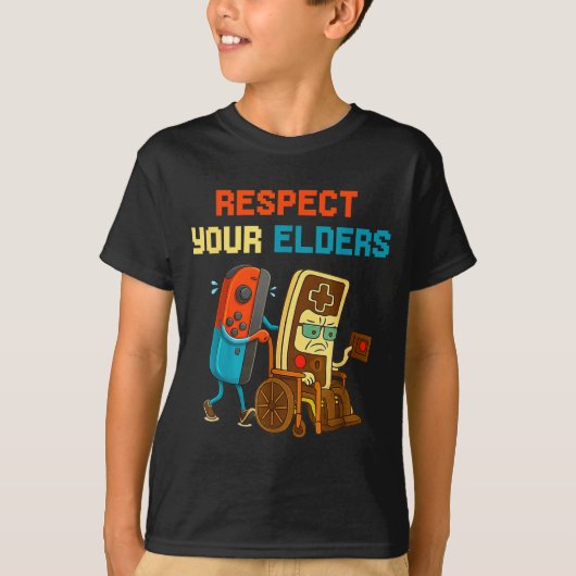 Respect Your Elders Retro Gaming Funny Gamer Contr T-shirt (Voorkant)