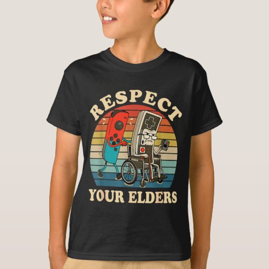 Respect Your Elders Retro Gaming Funny Gamer Contr T-shirt (Voorkant)