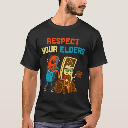 Respect Your Elders Retro Gaming Funny Gamer Contr T-shirt (Voorkant)