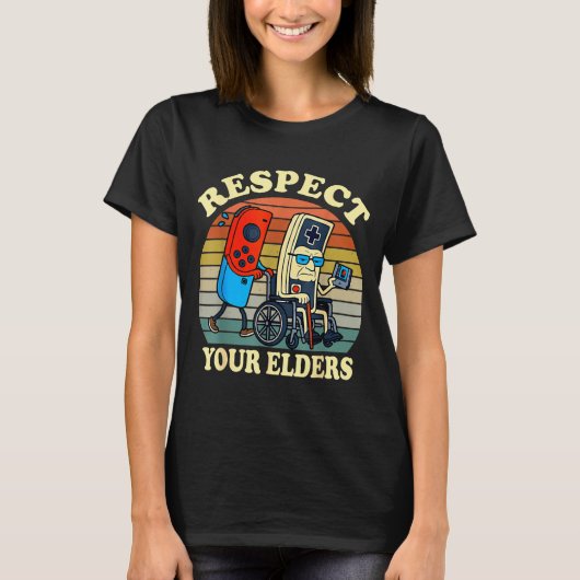 Respect Your Elders Retro Gaming Funny Gamer Contr T-shirt (Voorkant)