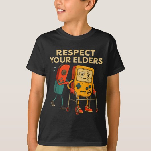 Respect Your Elders Retro Gaming Funny Gamer Contr T-shirt (Voorkant)