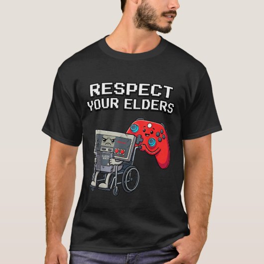 Respect Your Elders Retro Gaming Funny Gamer Contr T-shirt (Voorkant)