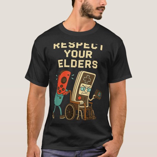 Respect Your Elders Retro Gaming Funny Gamer Contr T-shirt (Voorkant)