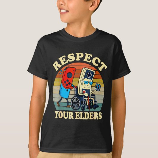 Respect Your Elders Retro Gaming Funny Gamer Contr T-shirt (Voorkant)