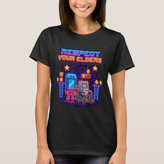 Respect Your Elders Retro Gaming Funny Gamer Contr T-shirt (Voorkant)