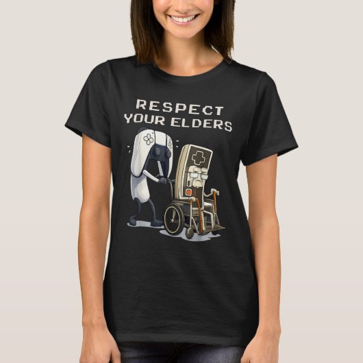 Respect Your Elders Retro Gaming Funny Gamer Contr T-shirt (Voorkant)