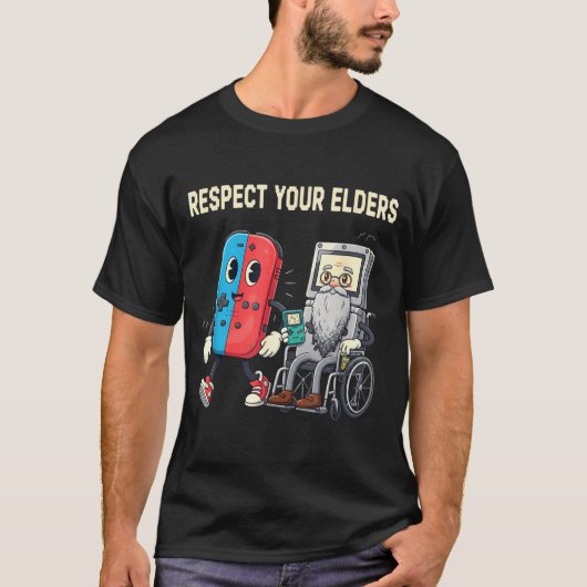 Respect Your Elders Retro Gaming Funny Gamer Contr T-shirt (Voorkant)