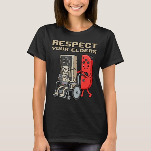 Respect Your Elders Retro Gaming Funny Gamer Contr T-shirt (Voorkant)