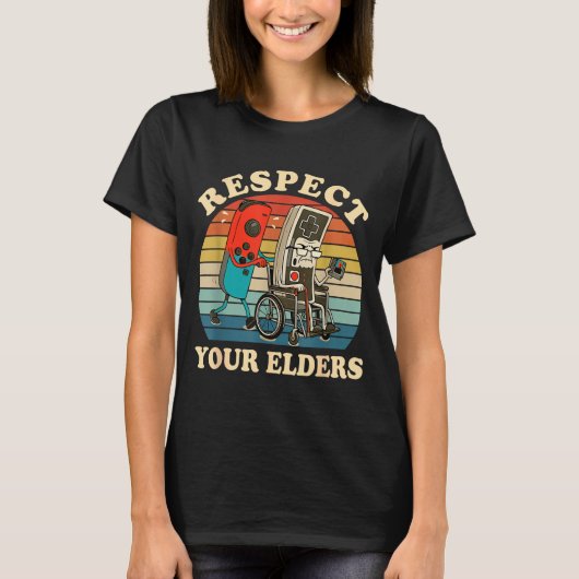 Respect Your Elders Retro Gaming Funny Gamer Contr T-shirt (Voorkant)
