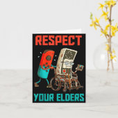 Respect Your Elders Retro Gaming Video Gamer 80s B Kaart (Gele Bloem)