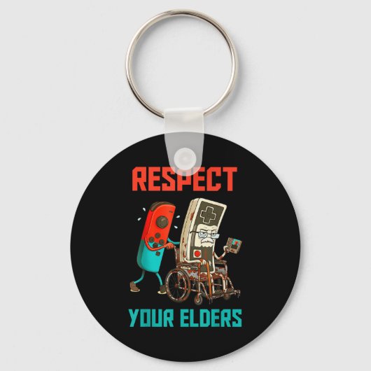 Respect Your Elders Retro Gaming Video Gamer 80s B Sleutelhanger (Voorkant)