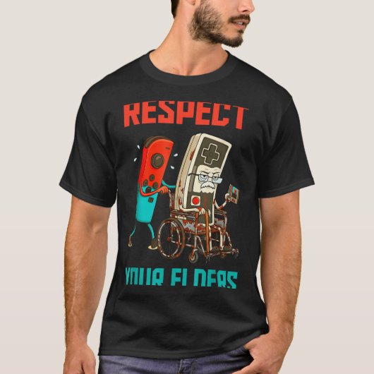 Respect Your Elders Retro Gaming Video Gamer 80s B T-shirt (Voorkant)
