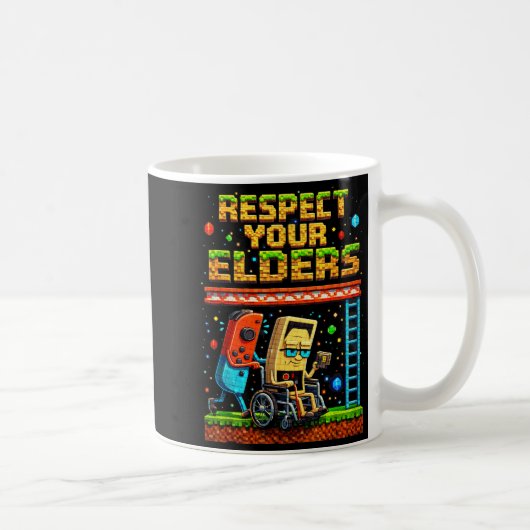 Respect Your Elders Retro Gaming Xel Gamer Control Koffiemok (Rechts)