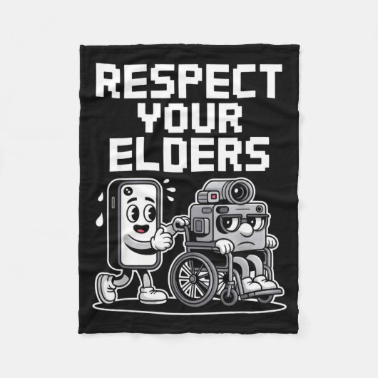 Respect Your Elders Retro Tech Camera Phone Cartoo Fleece Deken (Voorkant)