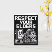 Respect Your Elders Retro Tech Camera Phone Cartoo Kaart (Gele Bloem)
