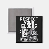 Respect Your Elders Retro Tech Camera Phone Cartoo Magneet (Voorkant / Achterkant)