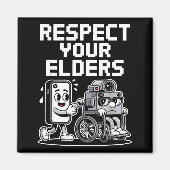 Respect Your Elders Retro Tech Camera Phone Cartoo Magneet (Voorkant)