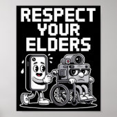 Respect Your Elders Retro Tech Camera Phone Cartoo Poster (Voorkant)