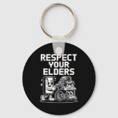Respect Your Elders Retro Tech Camera Phone Cartoo Sleutelhanger (Voorkant)