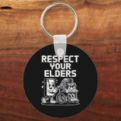 Respect Your Elders Retro Tech Camera Phone Cartoo Sleutelhanger (Voorkant)