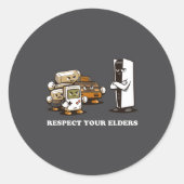 Respect Your Elders T Retro 90s Gaming Ronde Sticker (Voorkant)