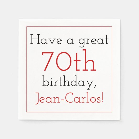 Respectabele 70e verjaardag papieren servetten (Voorkant)