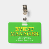 Respectabele "EVENT MANAGER" Badge (Achterkant met clip)