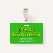 Respectabele "EVENT MANAGER"-badge Badge (Achterkant met clip)