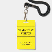Respectabele "TEMPORAIRE BEZOEKER" Badge (Voorzijde met lanyard)