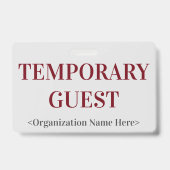 Respectabele "TEMPORARY GUEST" badge (Achterkant)