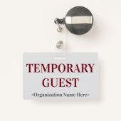 Respectabele "TEMPORARY GUEST" badge (Achterkant met intrekbare)