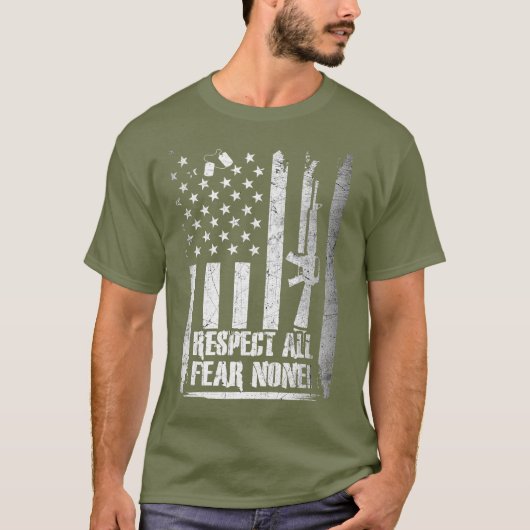 Respecteer alles - Angst geen! Militaire T-shirt (Voorkant)